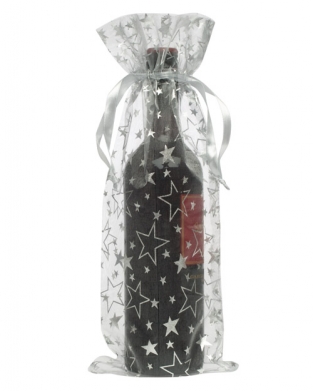 Organza (Fles)verpakking Stars, 15x38cm(BxH) 2-kleuren